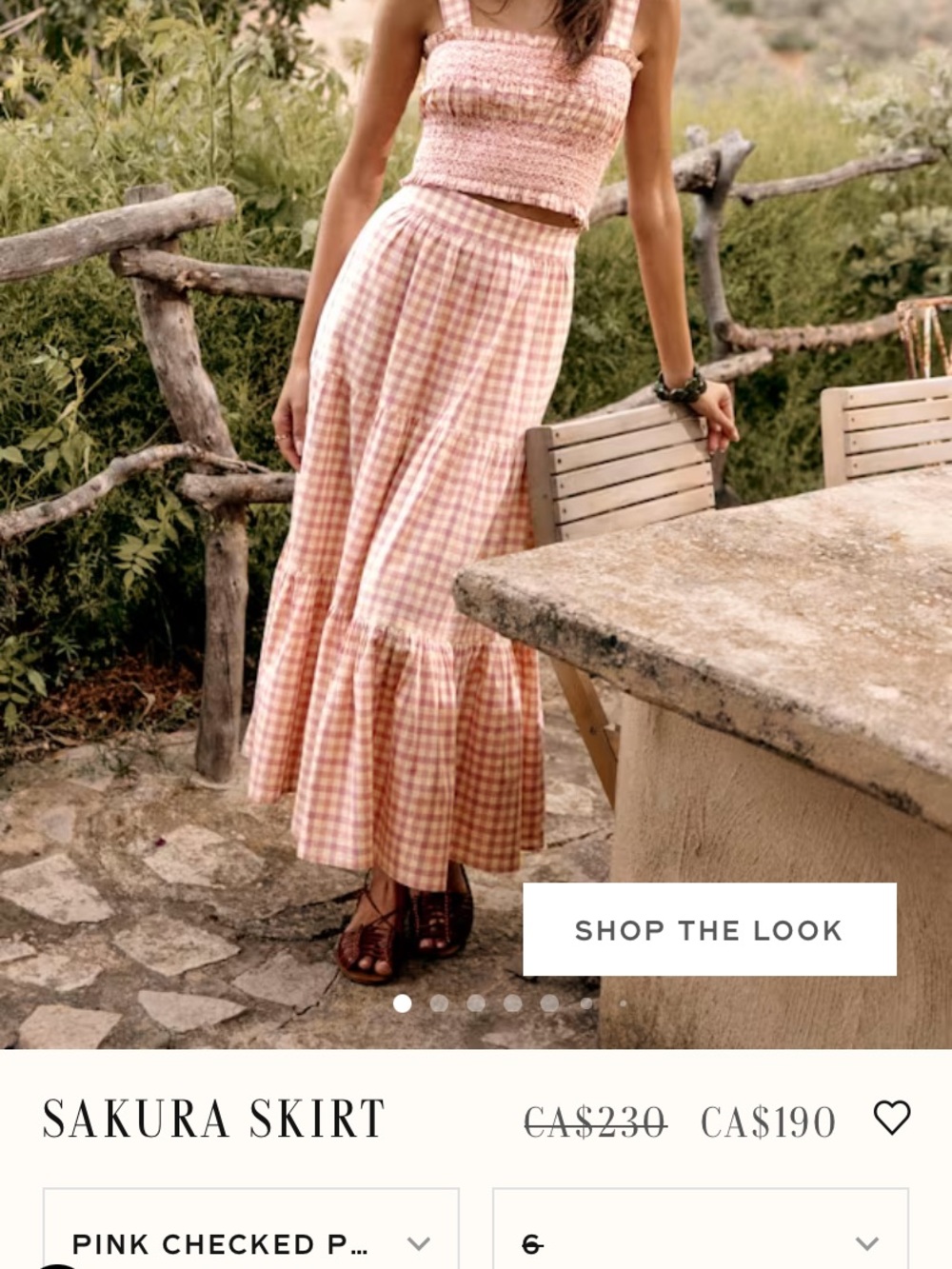 Sezane Sakura Skirt - Pink Gingham Tiered Maxi Skirt